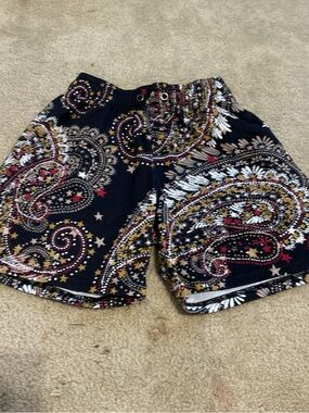 Men's Black Paisley Athletic Shorts